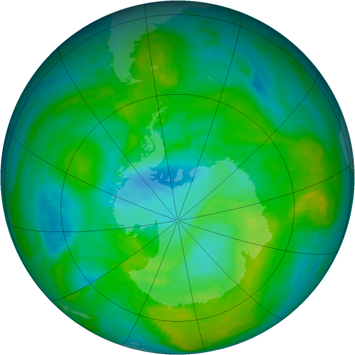Antarctic ozone map for 12 February 1980